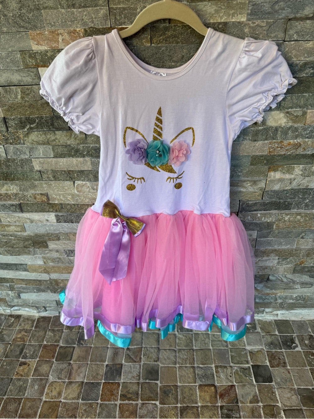 Unicorn Tulle Dress with Pink Skirt and Gold Accents size 10/12